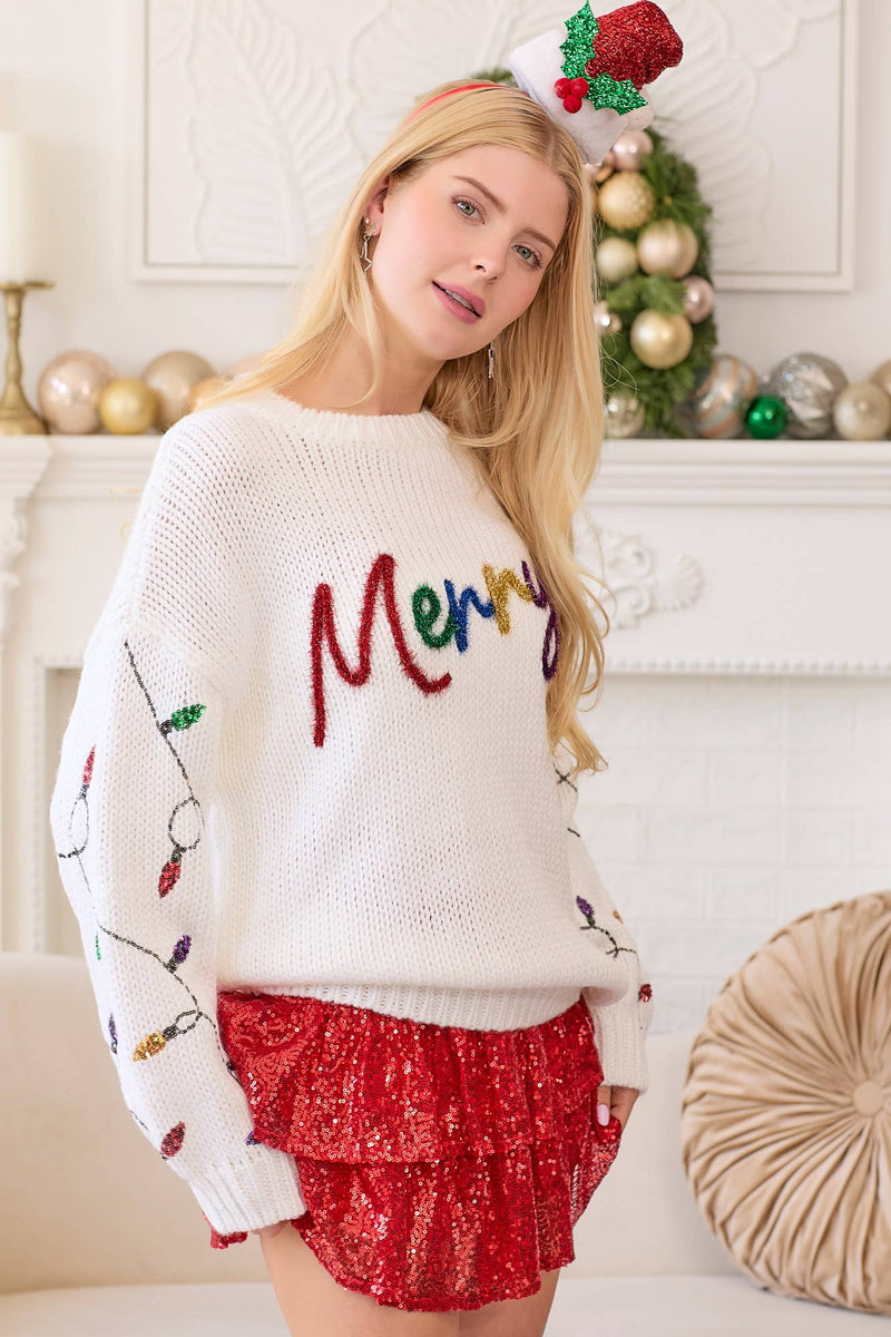 Sequined Lights Sweater - Merry