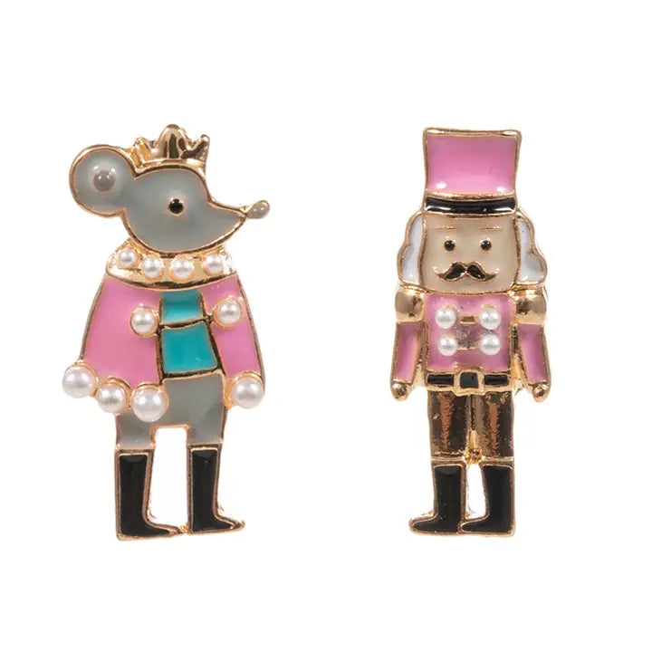 Nutcracker Stud Earrings - Pink