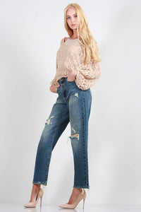 Distressed Dad Jeans - High Rise