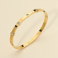 Stone Paved Cuff Bracelet - Gold