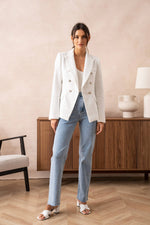 Natasha Tweed Fitted Blazer - White