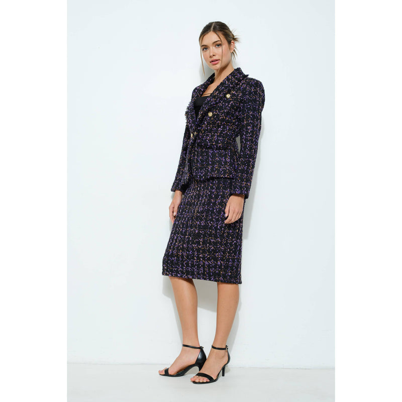 Natasha Tweed Blazer - Black/Purple