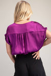 Drop Sleeve Crop Top - Purple