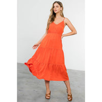 Button Up Tiered Maxi Dress - Aqua