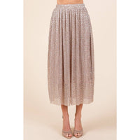 Metallic Midi Skirt - Blush