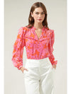 Carolina Pink and Red Bloom Blouse