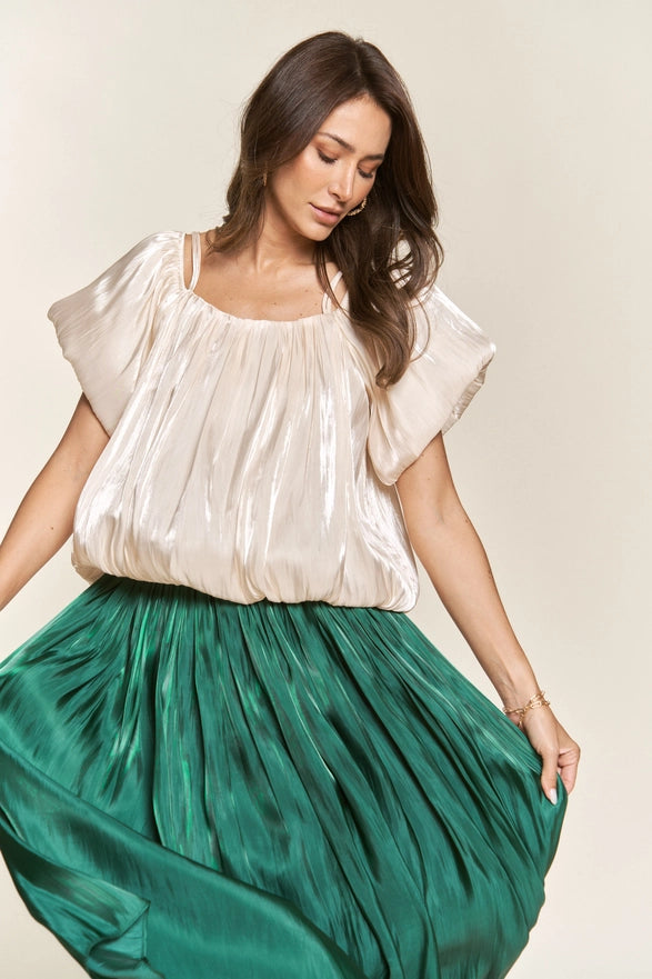 Emerald Pleated Midi Skirt