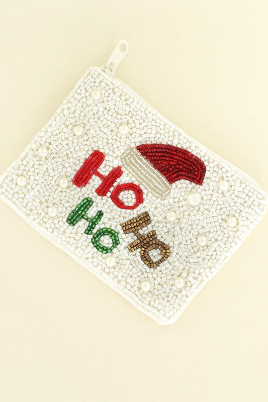 Ho Ho Ho Beaded Pouch