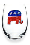 Republican Elephant Jeweled Stemless Wine Glass