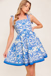 Printed Woven Mini Dress - Blue/Ivory
