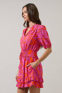 Marinda Smocked Mini Dress - Fuchsia
