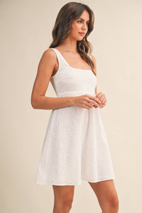 Eyelet Mini Dress - White