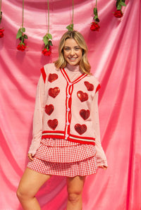 Sequin Hearts Sweater Vest - Pink