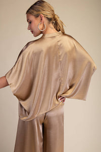V-Neck Oversize Top - Taupe