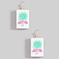 Mahjong Tile Earrings - Green