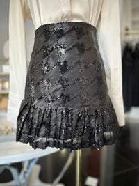 Sequin Ruffle Hem Mini Skirt