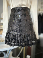 Sequin Ruffle Hem Mini Skirt