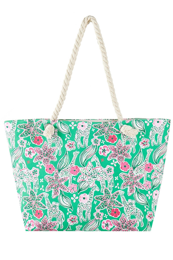 Giraffe Beach Tote - Green