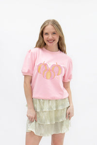 Glitter Pumpkins Puff Sleeve Top