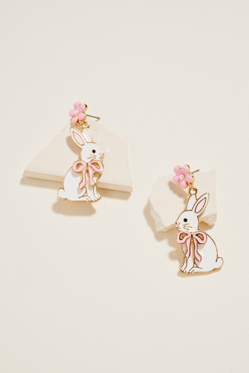 Bunny Enamel Earrings - Pink