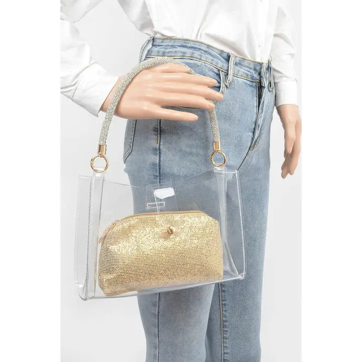 The Clear Bag - Rhinestone Handle