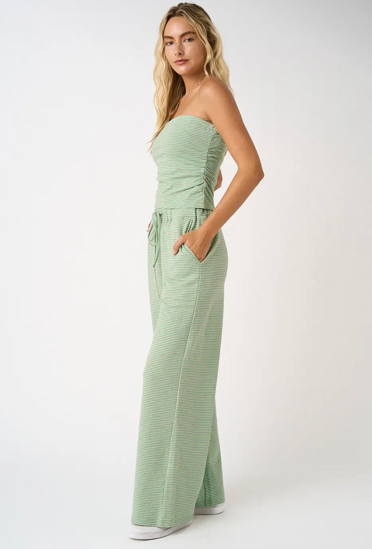Striped Knit Pants - Mint