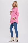 Corduroy Button Up Shacket - Pink