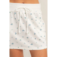 Floral Mini Skirt - White/Blue