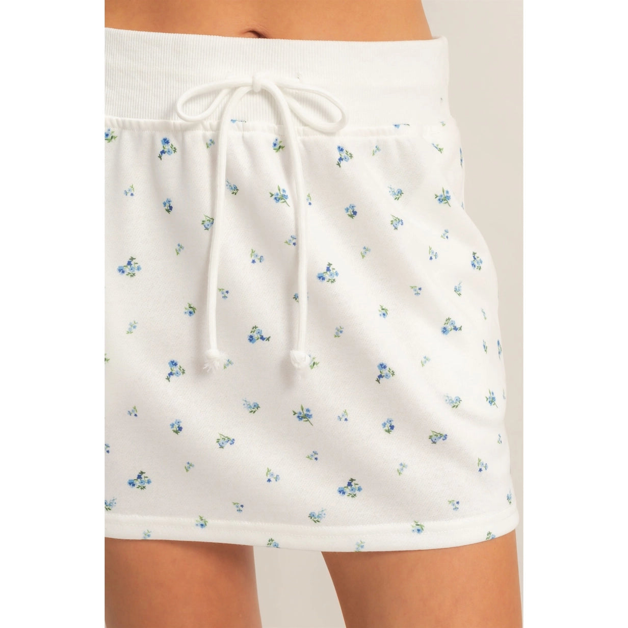 Floral Mini Skirt - White/Blue