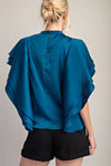 Satin Ruffle Top - Teal