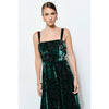 Velvet Floral Maxi Dress - Green