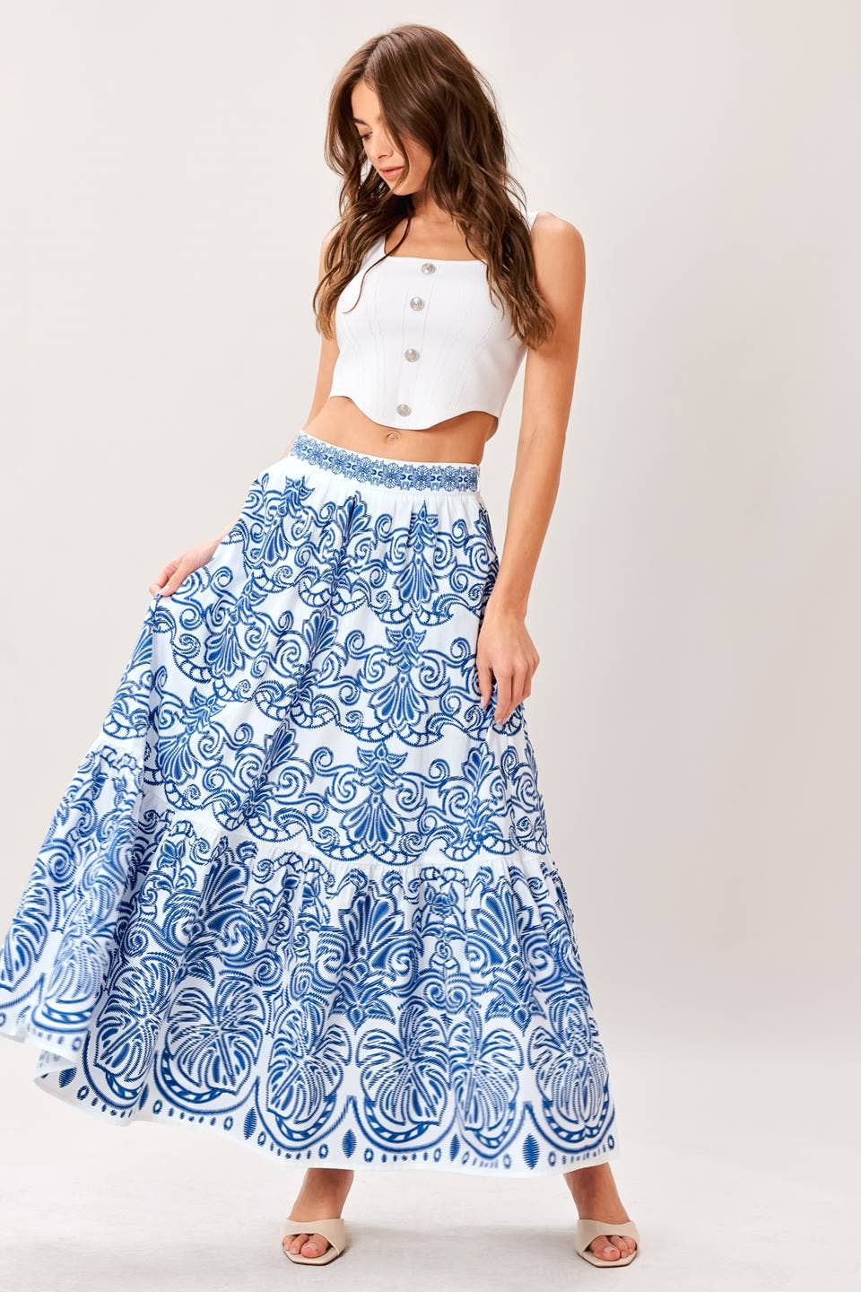 Woven Midi Skirt