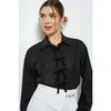 Rhinestone Bow Blouse - Black