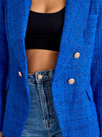 Natasha Tweed Fitted Blazer - Royal Blue