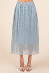Metallic Midi Skirt - Blue