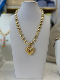 Crystal Vault Pendant Necklace - Studded Heart