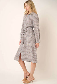 Abstract Self Tie Midi Dress