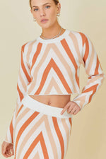 Cropped Color Block Knit Top - Rust