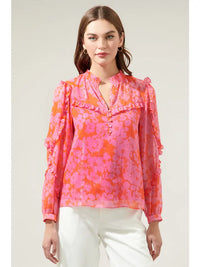 Carolina Pink and Red Bloom Blouse