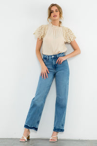 Eyelet Sleeve Blouse - Cream