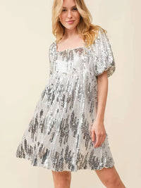 Sequin Babydoll Mini Dress