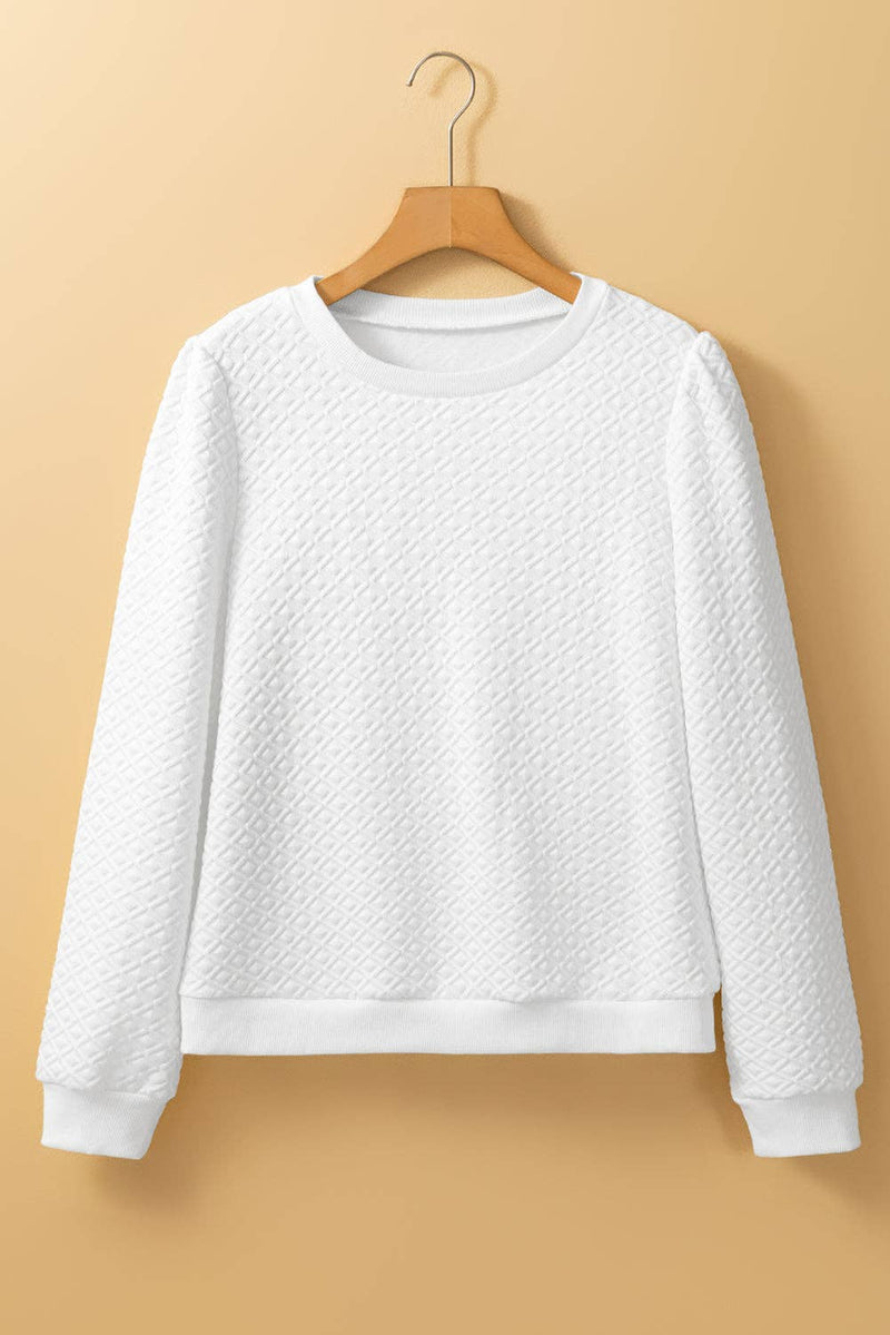 Textured Puff Sleeve Top - White