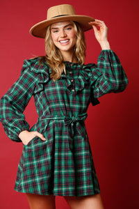 Plaid Ruffle Mini Dress