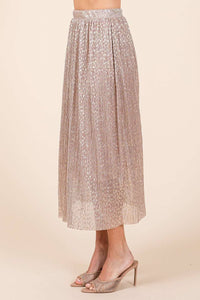 Metallic Midi Skirt - Blush