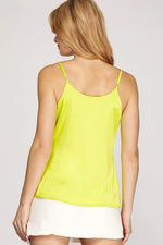 Satin Cami - Neon Yellow