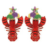 Mardi Gras Crawfish Beaded Earrings
