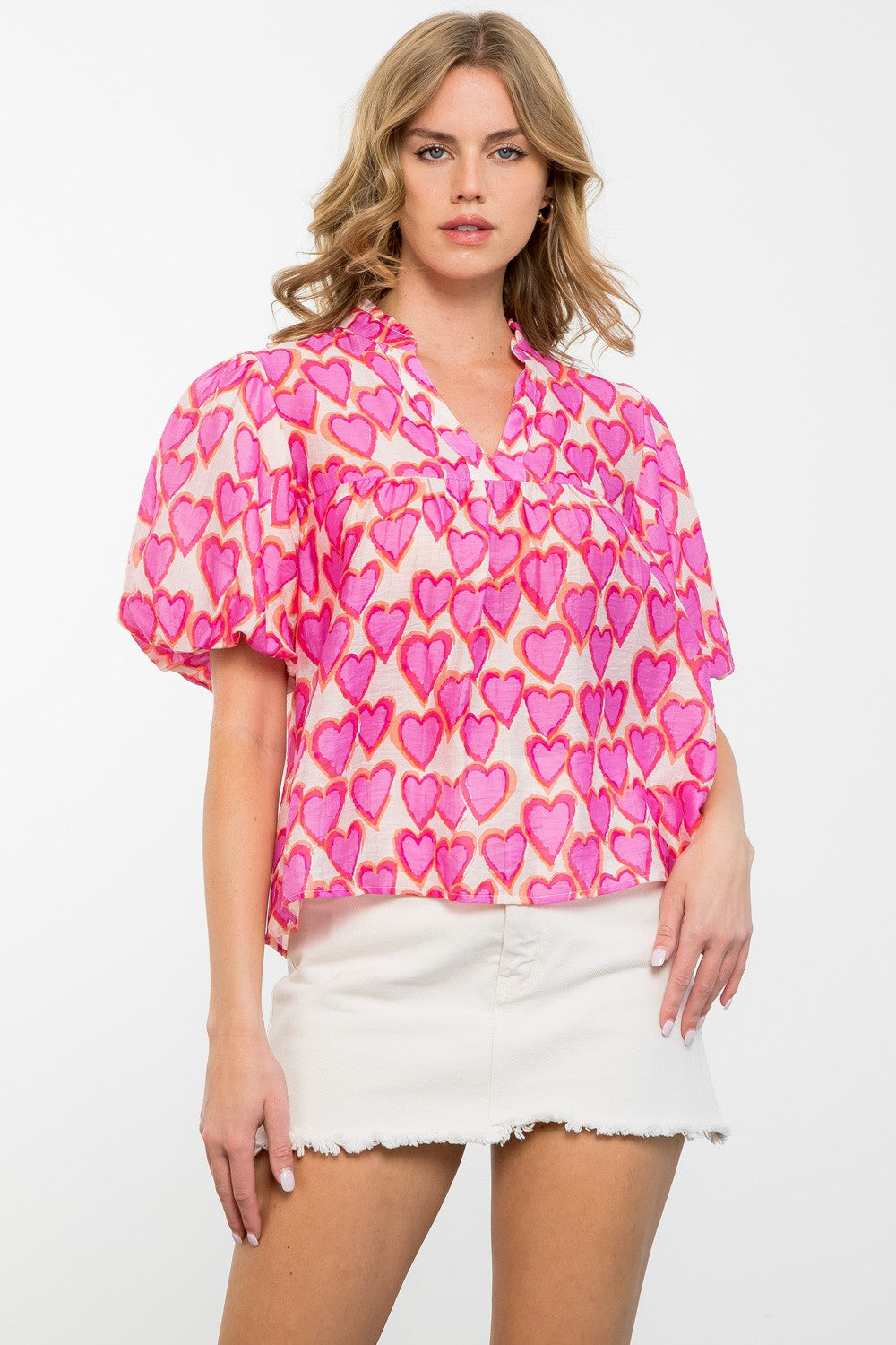 Sweetheart Puff Sleeve Blouse