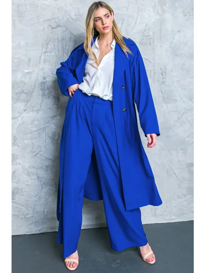 Wide Leg Trousers - Blue