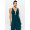 Crystal Trim Jumpsuit - Emerald