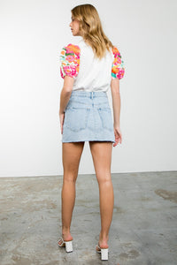 Floral Embroidered Puff Sleeve THML